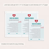 Nurse Game Over or Under with Answers Printable