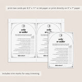 Mystical Bridal Shower Game Over or Under Printable