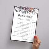 Floral Halloween Bridal Shower Game Over or Under Printable