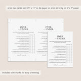 Printable Engagement Party Game Over or Under