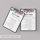 Floral Halloween Bridal Shower Game Over or Under Printable