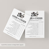 Black Floral Wedding Shower Game Over or Under Printable