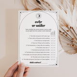 Mystical Bridal Shower Game Over or Under Printable