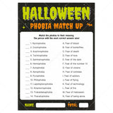 Phobia Match Up Halloween Game with Answers | Printable by LittleSizzle