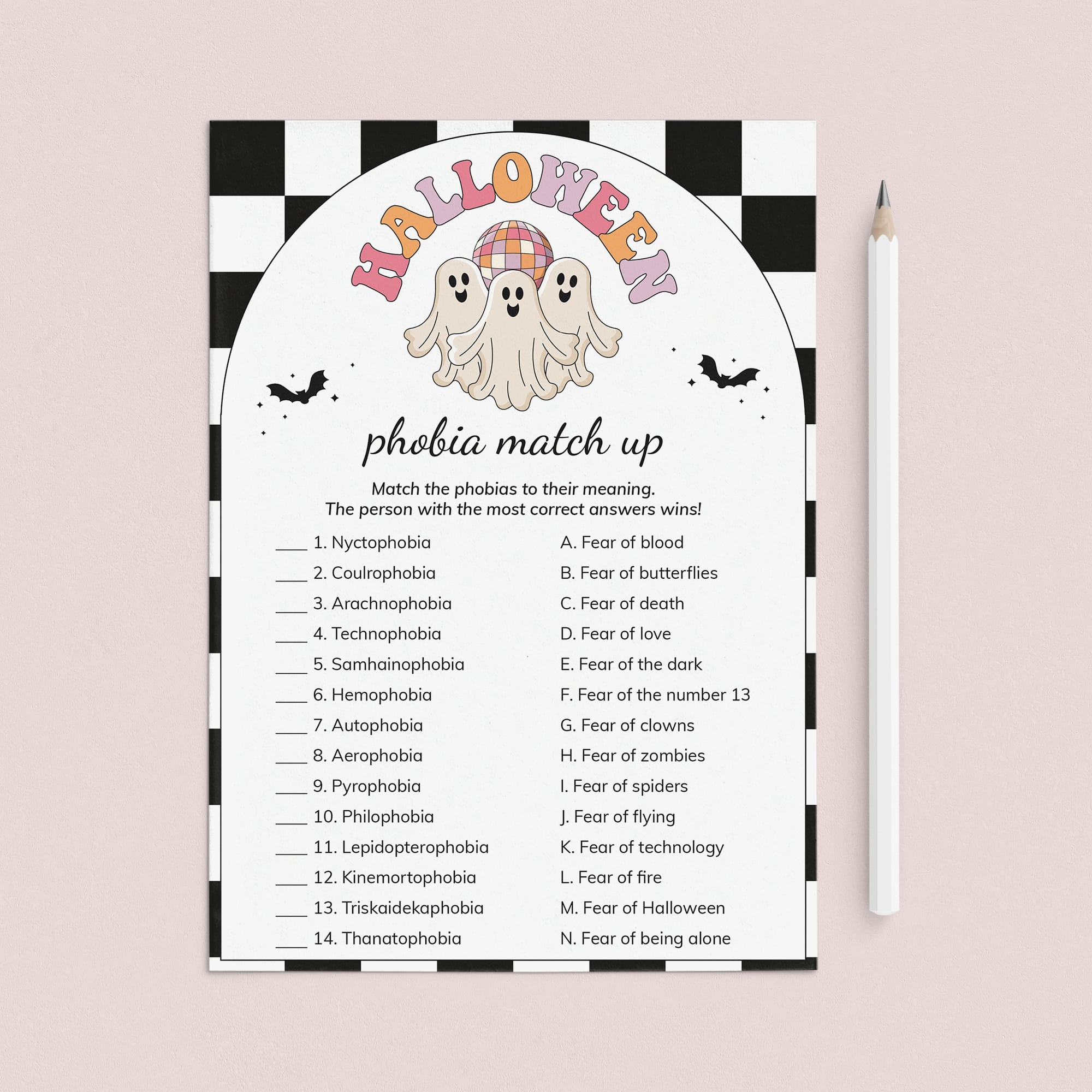 Boo Crew Halloween Party Phobia Quiz with Answer Key by LittleSizzle