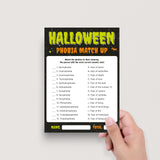 Phobia Match Up Halloween Game with Answers | Printable