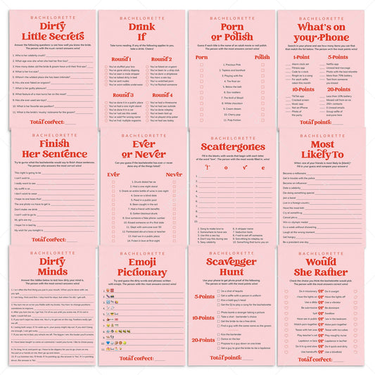 Pink and Red Bachelorette Game Bundle Printable by LittleSizzle