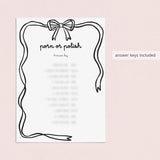 Bow Bachelorette Games Printable Black Wavy Border