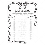 Adult Party Porn or Polish Printable Game Coquette Theme by LittleSizzle