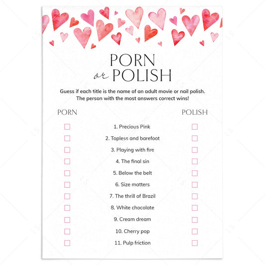 Galentines Game Porn or Polish with Answers by LittleSizzle