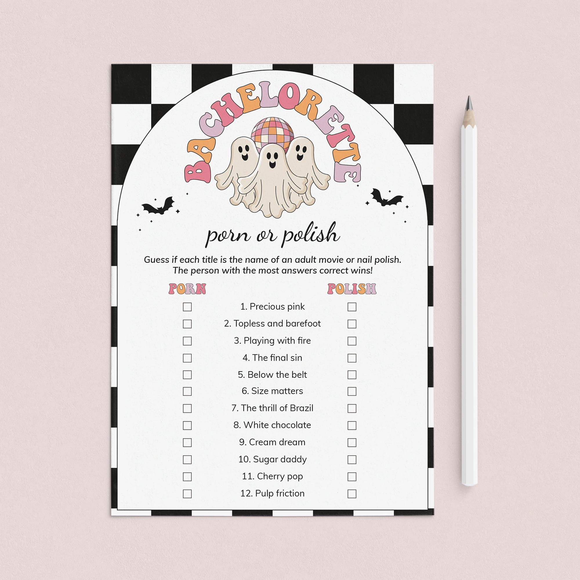 Let's Go Ghouls Bach Party Game Porn or Polish Instant Download by LittleSizzle