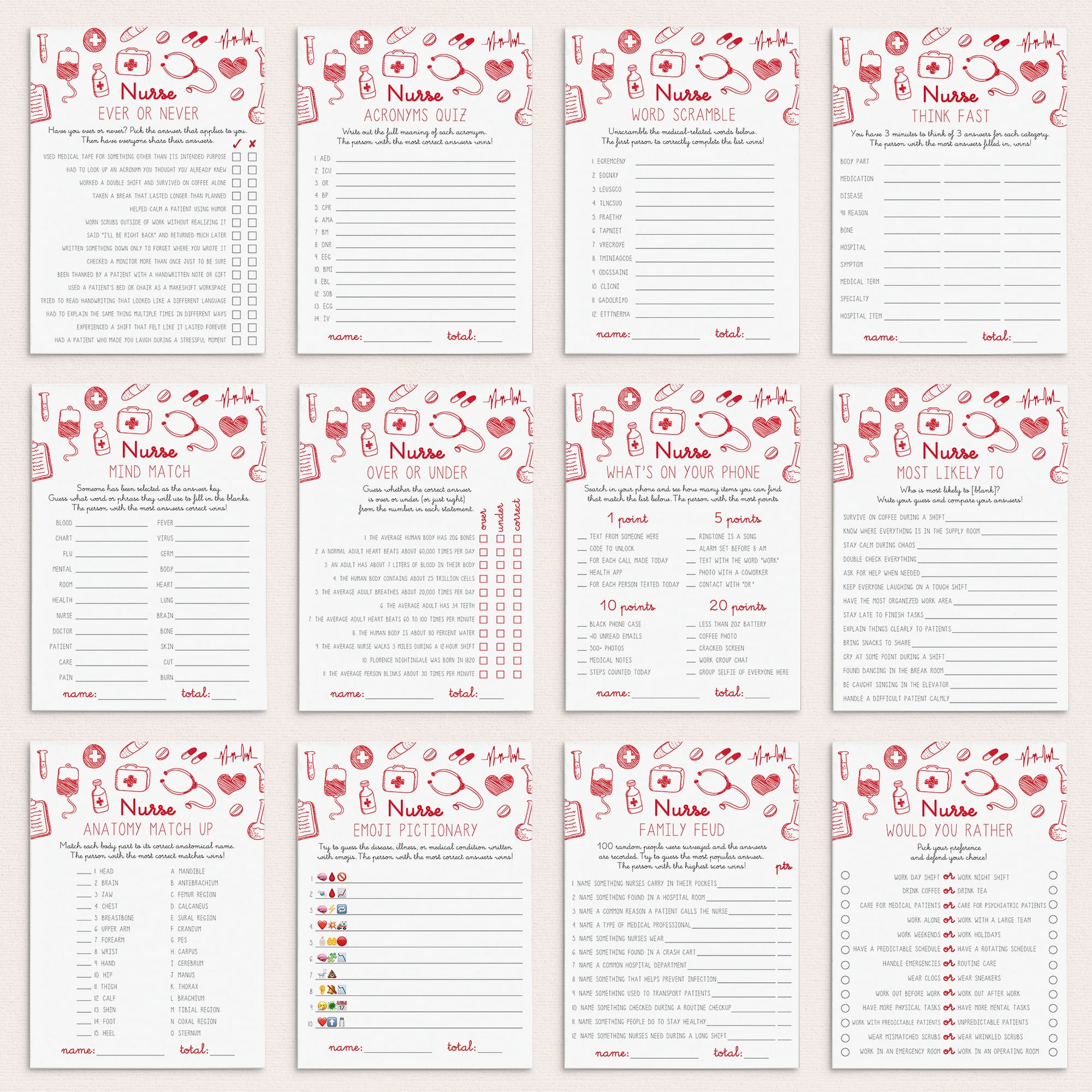 Nurse Games Bundle Printable by LittleSizzle