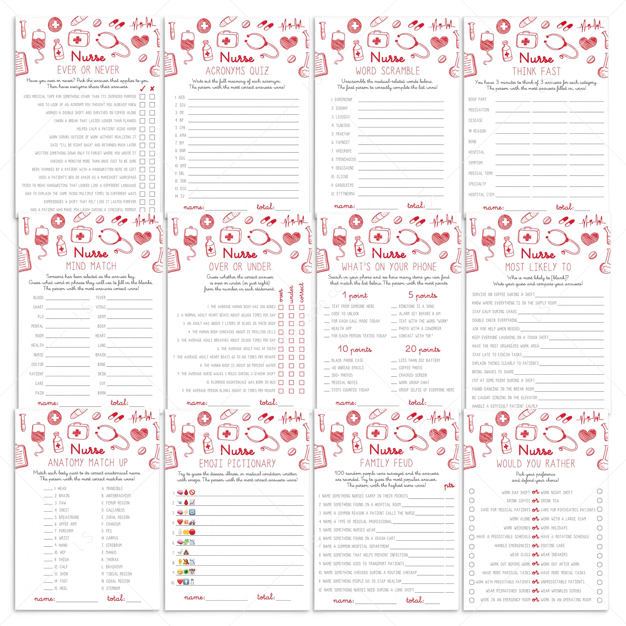 Nurse Games Bundle Printable by LittleSizzle