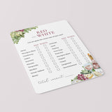 Wine Party Red or White Game Printable | How Well Do You Know Wine