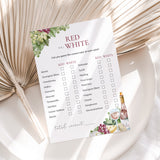Wine Party Red or White Game Printable | How Well Do You Know Wine