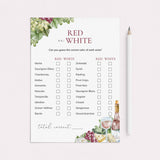 Wine Party Red or White Game Printable | How Well Do You Know Wine by LittleSizzle