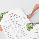 Wine Party Red or White Game Printable | How Well Do You Know Wine