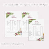 Wine Party Red or White Game Printable | How Well Do You Know Wine