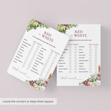 Wine Party Red or White Game Printable | How Well Do You Know Wine