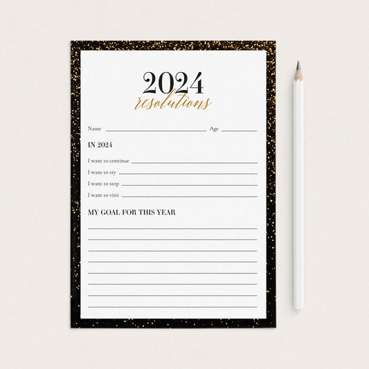 2024 Resolutions and New Year's Goals Card Printable by LittleSizzle