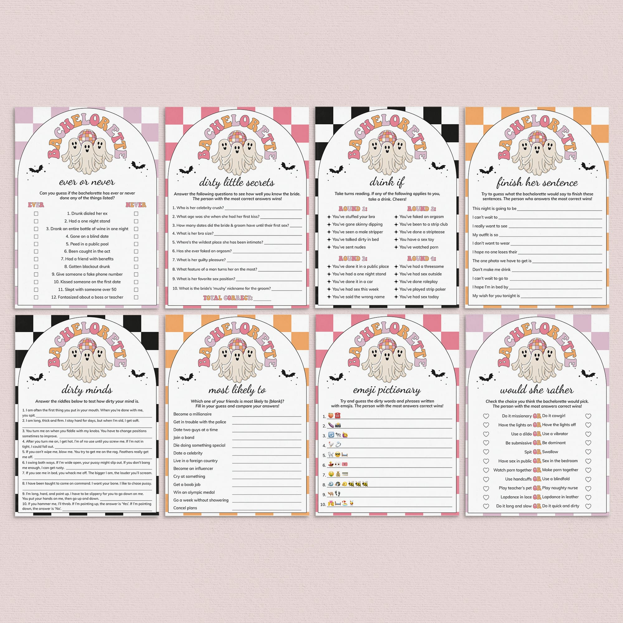 Retro Halloween Bachelorette Party Games Instant Download by LittleSizzle