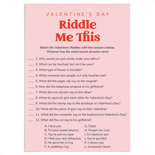 Riddle Me This Valentines Game Printable by LittleSizzle