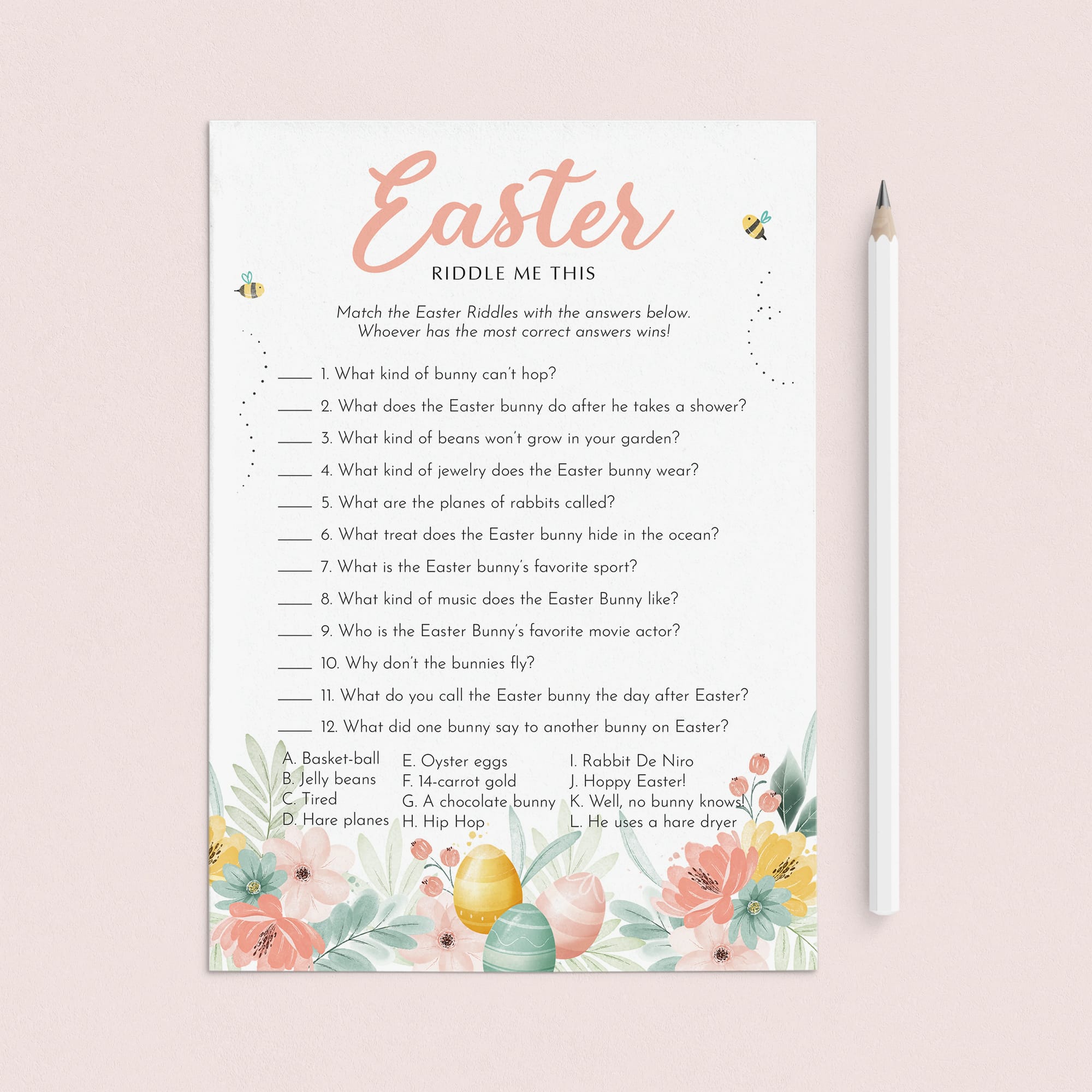 Easter Riddle Me This Game with Answers Printable by LittleSizzle
