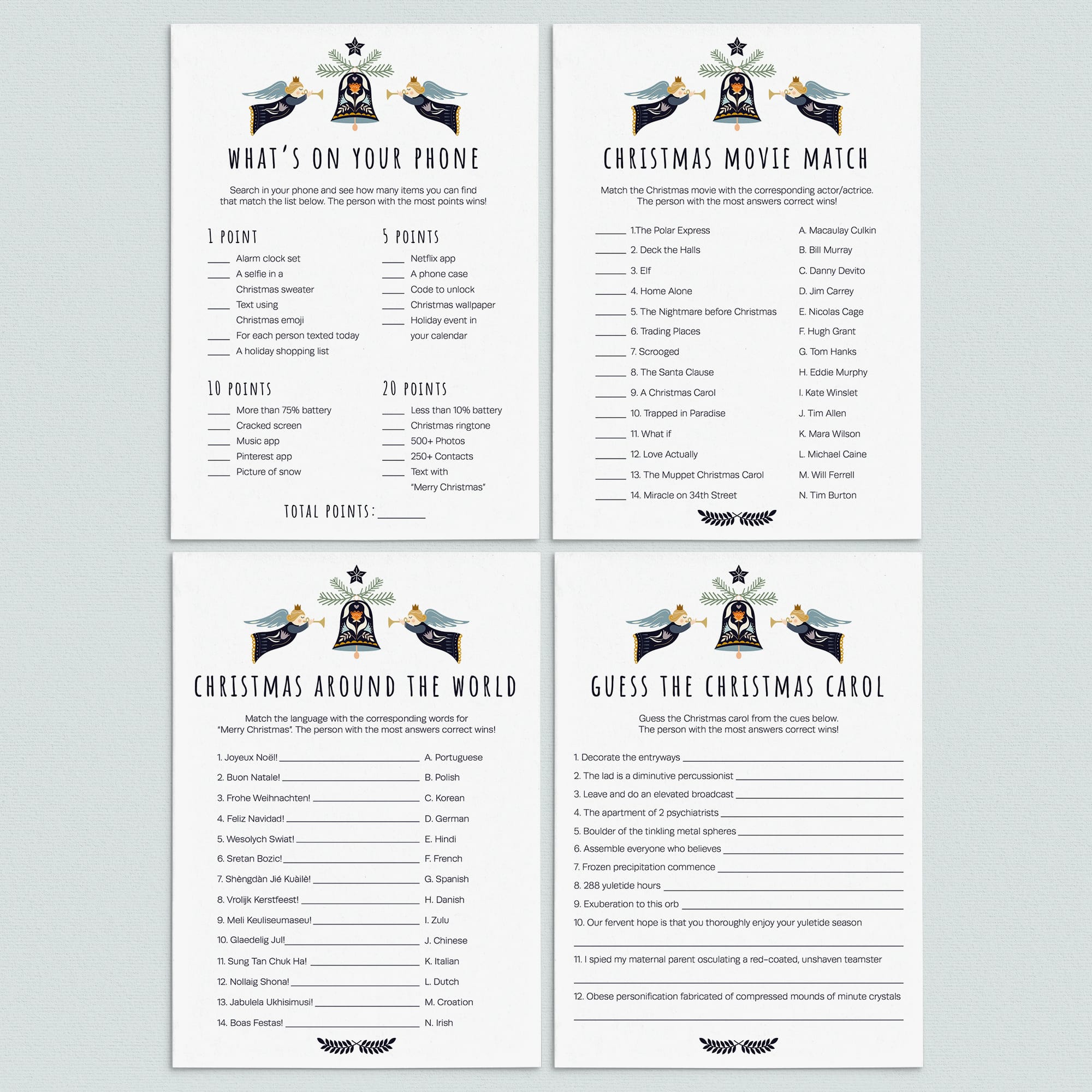 Friendsmas Party Games Bundle Instant Download by LittleSizzle