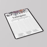 Goth Bridal Shower Game Scattergories Instant Download