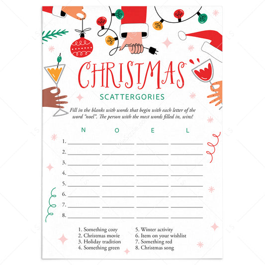 Printable Friendsmas Party Game Scattergories