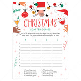 Printable Friendsmas Party Game Scattergories