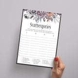 Goth Bridal Shower Game Scattergories Instant Download