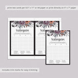 Goth Bridal Shower Game Scattergories Instant Download
