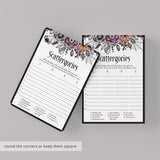 Goth Bridal Shower Game Scattergories Instant Download