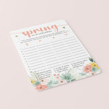 Spring Scattergories Game Printable