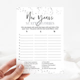 Silver New Year Game Scattergories Printable