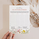 Wildflower 1st Birthday Game for Girl Scattergories