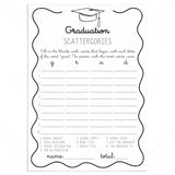 Graduation Party Game Scattergories with Wavy Border by LittleSizzle