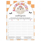 Retro Spooky Bachelorette Scattergories Game Card Printable by LittleSizzle