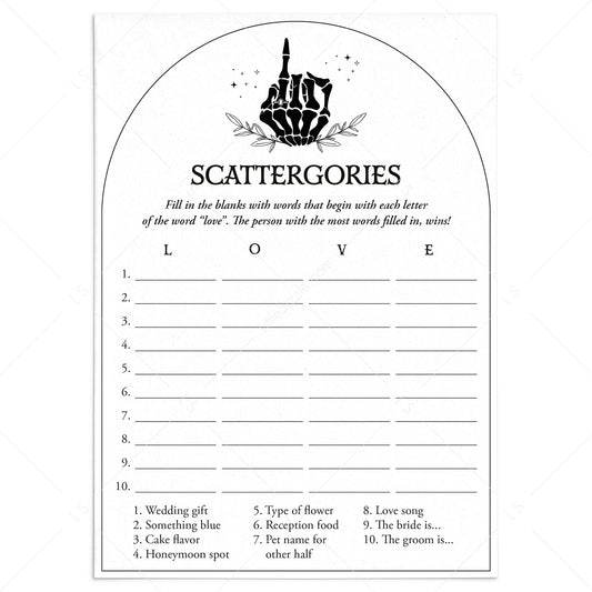 Till Death Bridal Shower Scattergories Printable by LittleSizzle