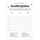Black & White New Year's Game Scattergories Printable by LittleSizzle