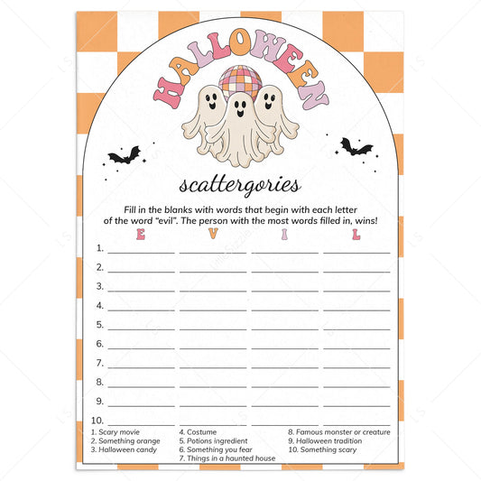 Retro Spooky Halloween Party Scattergories Game Download. by LittleSizzle