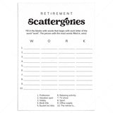 Fun Retirement Party Game Scattergories Printable | Instant Download by LittleSizzle