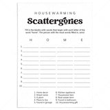 Housewarming Scattergories Game for a New Home or Move in Party by LittleSizzle