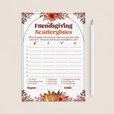 Printable Friendsgiving Scattergories Game by LittleSizzle