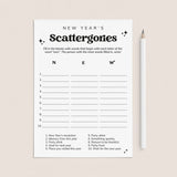 Black & White New Year's Game Scattergories Printable by LittleSizzle