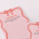 Pink Girls Night Scattergories Game Printable Wavy Border