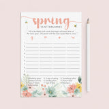 Spring Scattergories Game Printable by LittleSizzle