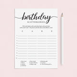 Printable Birthday Scattergories Game for Women by LittleSizzle