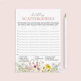 Wildflower 1st Birthday Game for Girl Scattergories by LittleSizzle